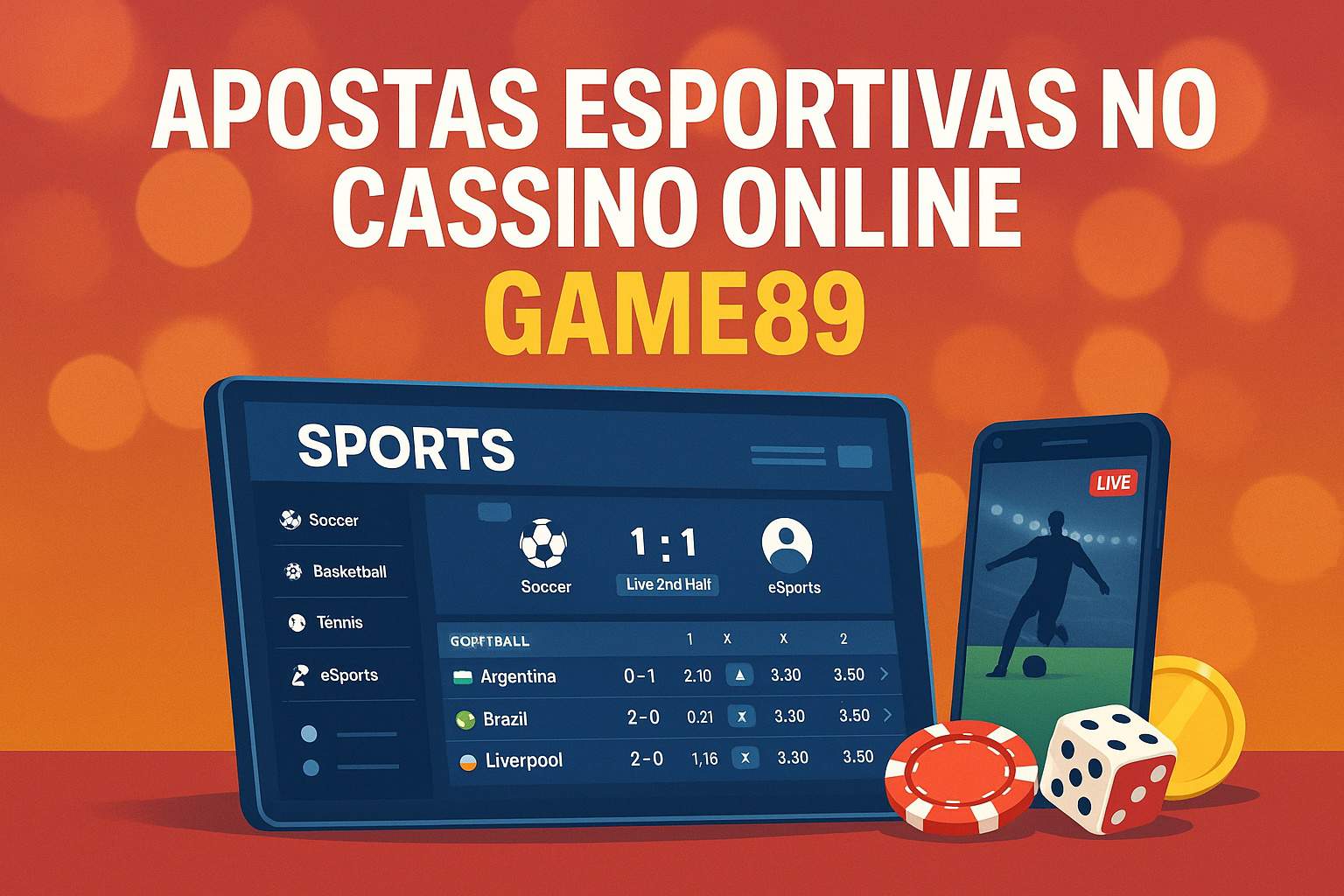 Apostas esportivas no cassino online GAME89