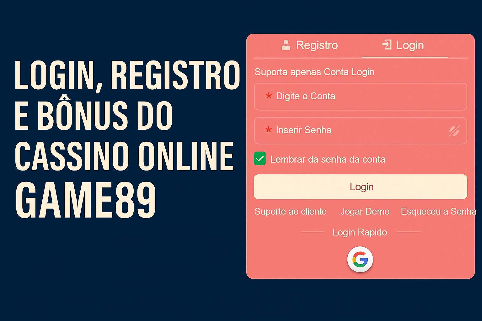 Login no Cassino GAME89